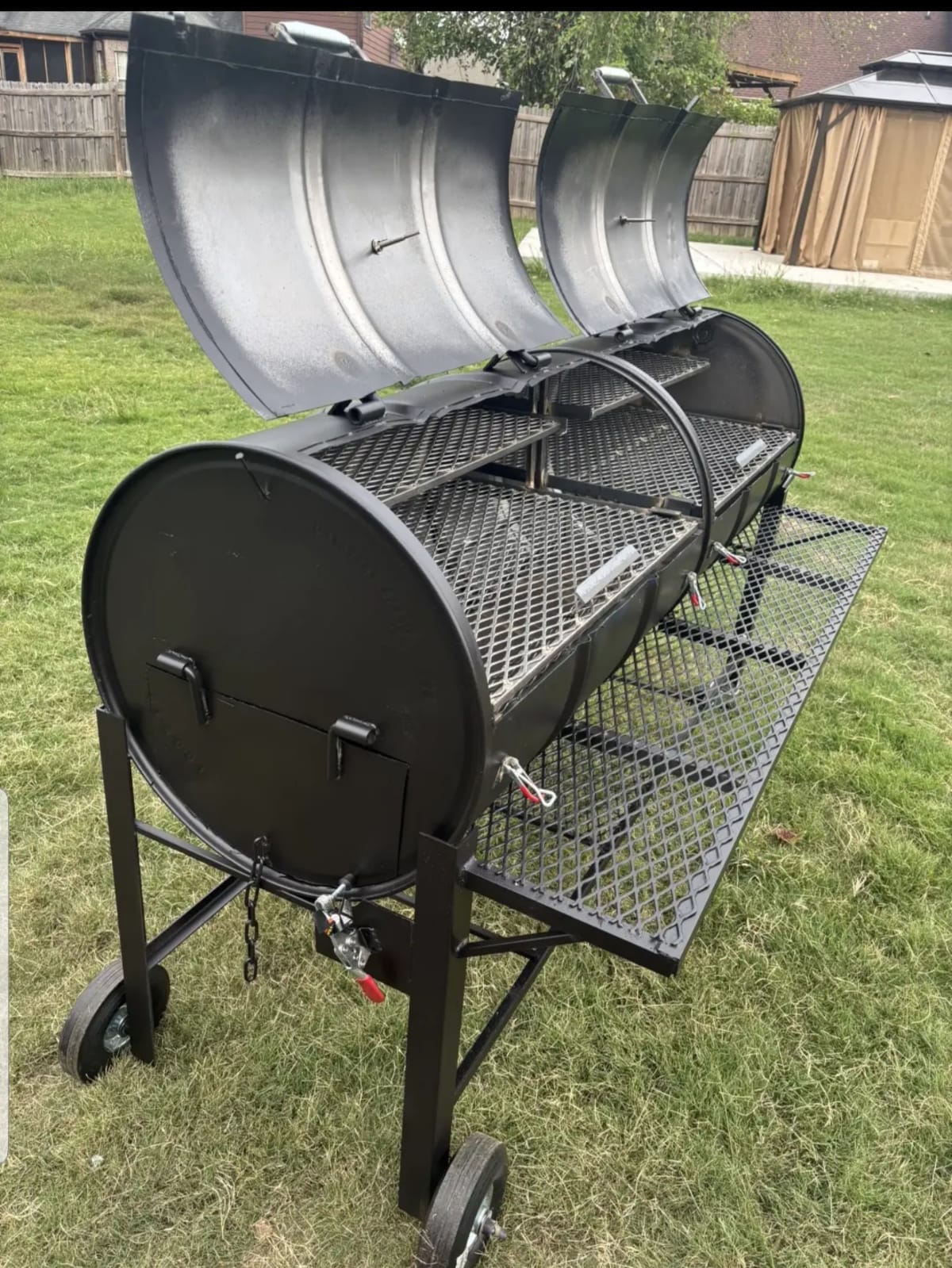 Double Barrel Grill | Heavy Duty Two 55-Gallon BBQ Smoker with Wheels - Image 3